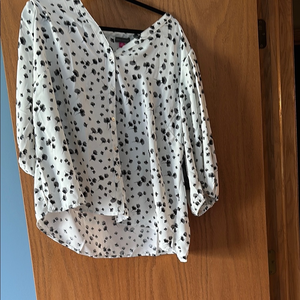 Vince Camuto White Tie Front Blouse with Relaxed Fit